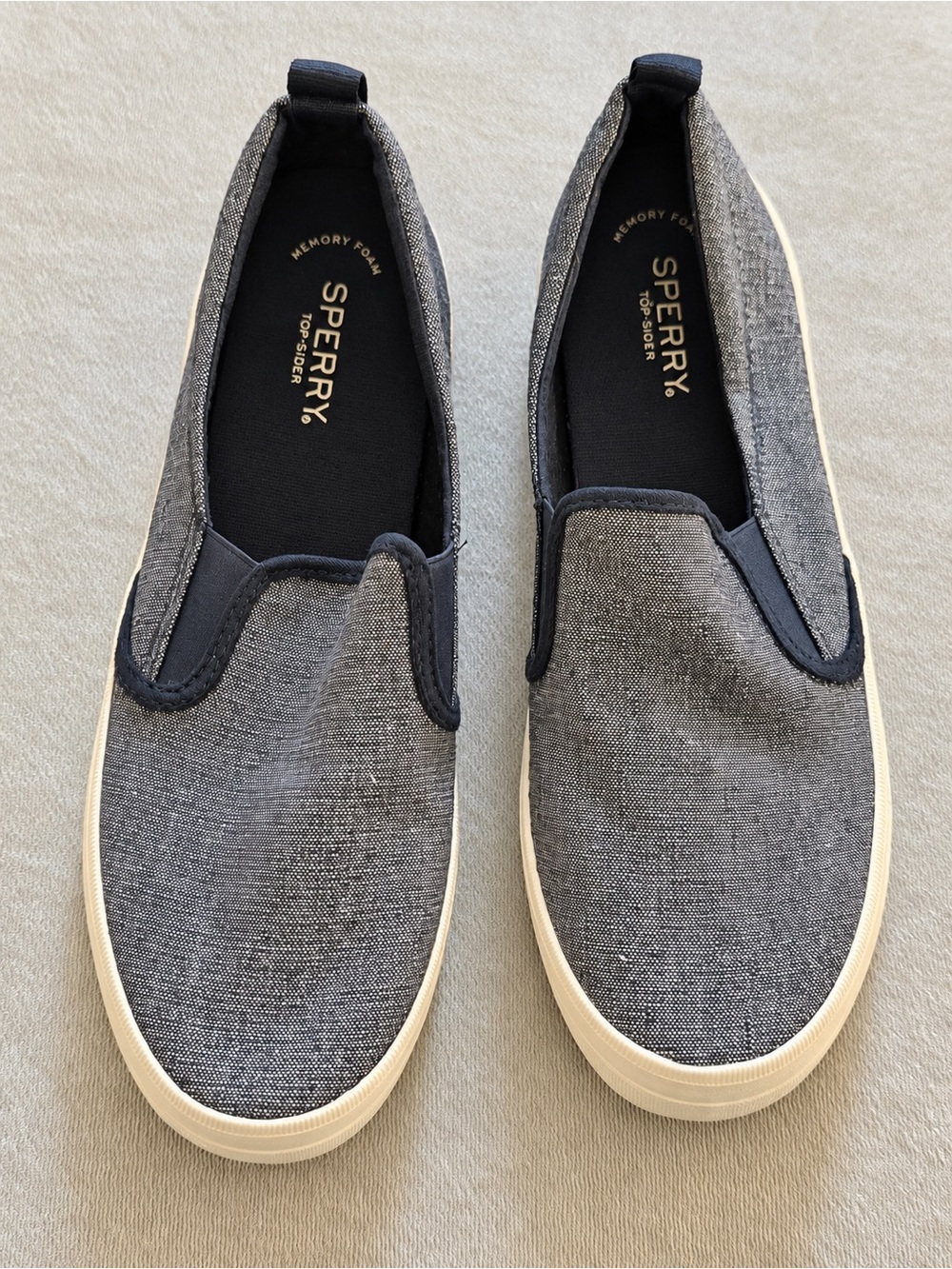 Sperry women’s Slip-On Canvas Shoes in glitter navy